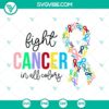 Colorful cancer ribbon SVG file for download, cancer warrior design, ideal for cancer awareness projects.