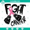 Breast cancer awareness pink ribbon design SVG download with "Fight Cancer" message. Perfect for craft projects and awareness campaigns.