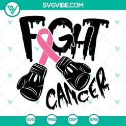 Breast cancer awareness pink ribbon design SVG download with "Fight Cancer" message. Perfect for craft projects and awareness campaigns.