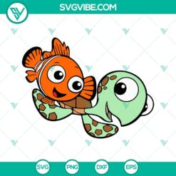 Disney Finding Nemo SVG bundle with Nemo, Squirt, and Dory files for crafts and projects.