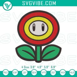 Fire Flower Super Mario Embroidery File, Mario Bros Embroidery Design