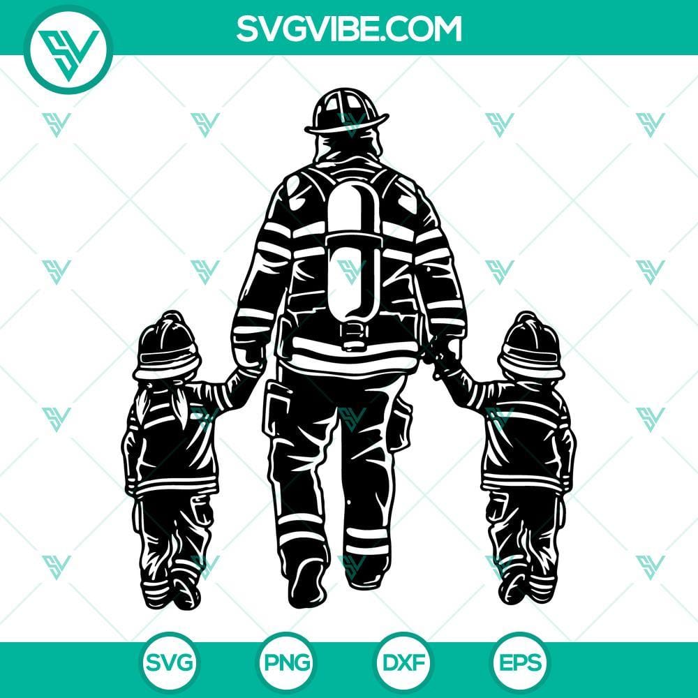 Firefighter Dad SVG, Fireman Dad SVG, Fathers Day Firefighter SVG PNG DXF EPS Firefighter Dad SVG Files perfect for Fathers Day, with fireman elements, ideal for crafting projects.