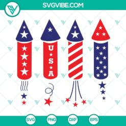 Collection of patriotic SVG images for 4th of July celebrations featuring fireworks and Americana elements.