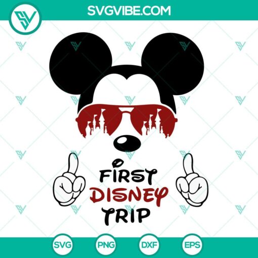 Disney vacation SVG file bundle featuring Mickey and Minnie Mouse designs for first Disney trip. Perfect for DIY projects.
