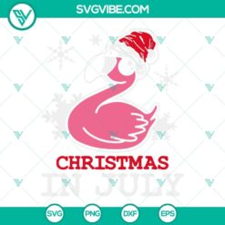 Flamingo Christmas In July SVG design with festive holiday elements in PNG, DXF, and EPS formats.