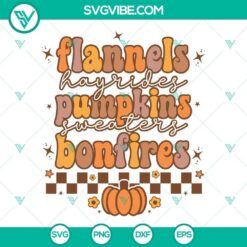 Flannels, hayrides, and pumpkins Halloween SVG file with PNG and DXF images for crafts and decorating.