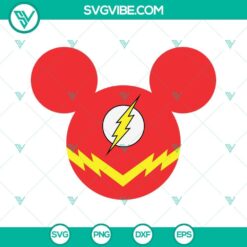 Flash superhero mouse ears design SVG files for crafting projects including PNG, DXF, and EPS cut file formats.