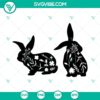 Floral Bunny SVG with flowers, Easter Bunny design for crafts, Rabbit SVG for Easter projects.