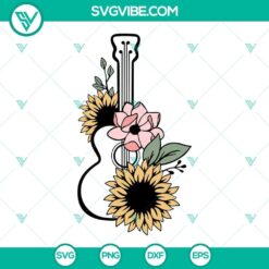 Floral Guitar SVG designs, Cowgirl & Western Country themed SVG files for download, Country music-inspired digital graphics.
