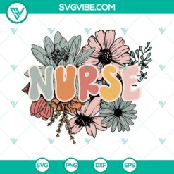 Floral Nurse SVG with Wild Flowers Design for Nursing SVG Files, PNG Format. Ideal for nurse-themed crafts.