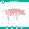 Floral Pig SVG with Flowers, SVG Image with Pig Design, PNG, DXF, EPS Files, Cute Animal Clipart