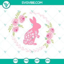 Floral rabbit SVG with cute bunny and Easter flowers, perfect for spring crafts and designs.