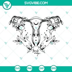 Floral uterus svg with intricate flower design in png, dxf, and eps formats for digital crafting projects.