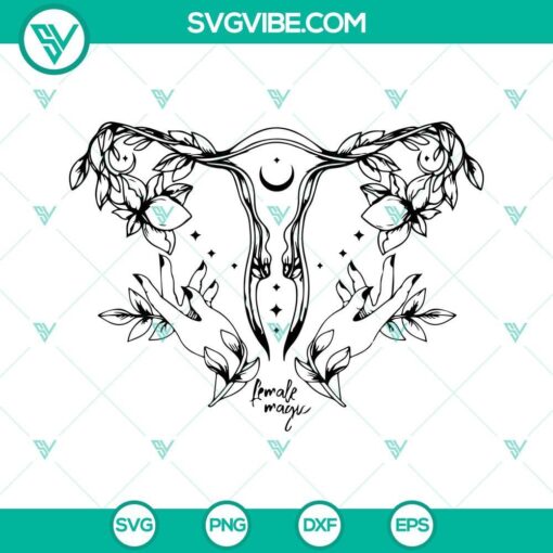 Floral uterus svg with intricate flower design in png, dxf, and eps formats for digital crafting projects.