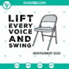 Folding chair and "Lift Every Voice And Swing" SVG image with Montgomery design for digital products.