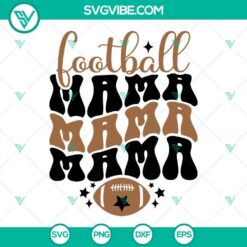 Football Mama SVG design for moms, includes football-related elements in PNG, SVG, DXF, and EPS file formats for download.