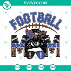 Football Mom Black And Light Blue SVG File, Football Leopard Mom SVG Files in trendy design for sports moms, great for personalization projects.