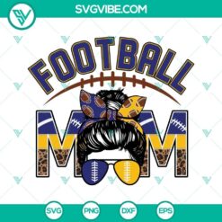 Blue and yellow gold football mom SVG with leopard print design, perfect for football moms. Ideal for DIY projects and crafts.