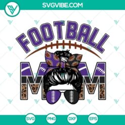Purple and black football mom SVG with leopard print design, perfect for a sports-loving mom.