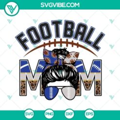 Football Mom royal blue and silver SVG images for cutting machines, including PNG, DXF, and EPS files. Perfect for DIY projects.