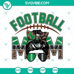 Green and black football SVG images for football moms with leopard print design motif, ideal for crafting projects.