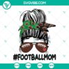 Football Mom SVG Download with Messy Bun design in green and black colors, perfect for football-loving moms.