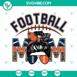 Navy blue and orange leopard print football SVG files for football moms. Ideal for crafting and apparel. Perfect for team spirit projects.