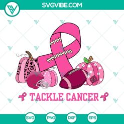 Football Tackle Breast Cancer and Pink Ribbon Pumpkin SVG design for crafts, apparel, and fundraising projects.