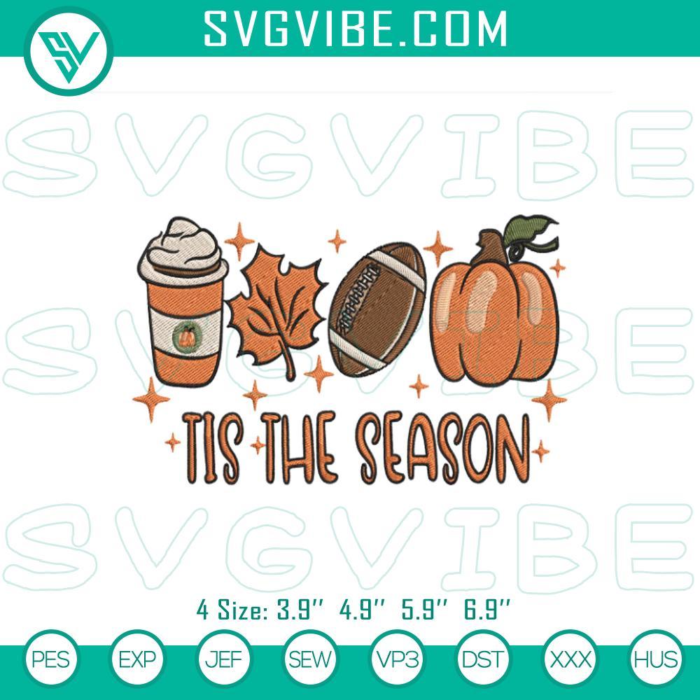 Football Tis The Season Coffee Pumpkin Embroidery Design Files Football-themed coffee pumpkin embroidery design perfect for sports and fall lovers, seasonal and trendy.