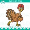Football-themed turkey embroidery design for Thanksgiving, featuring fall holiday elements. Perfect for festive celebrations.