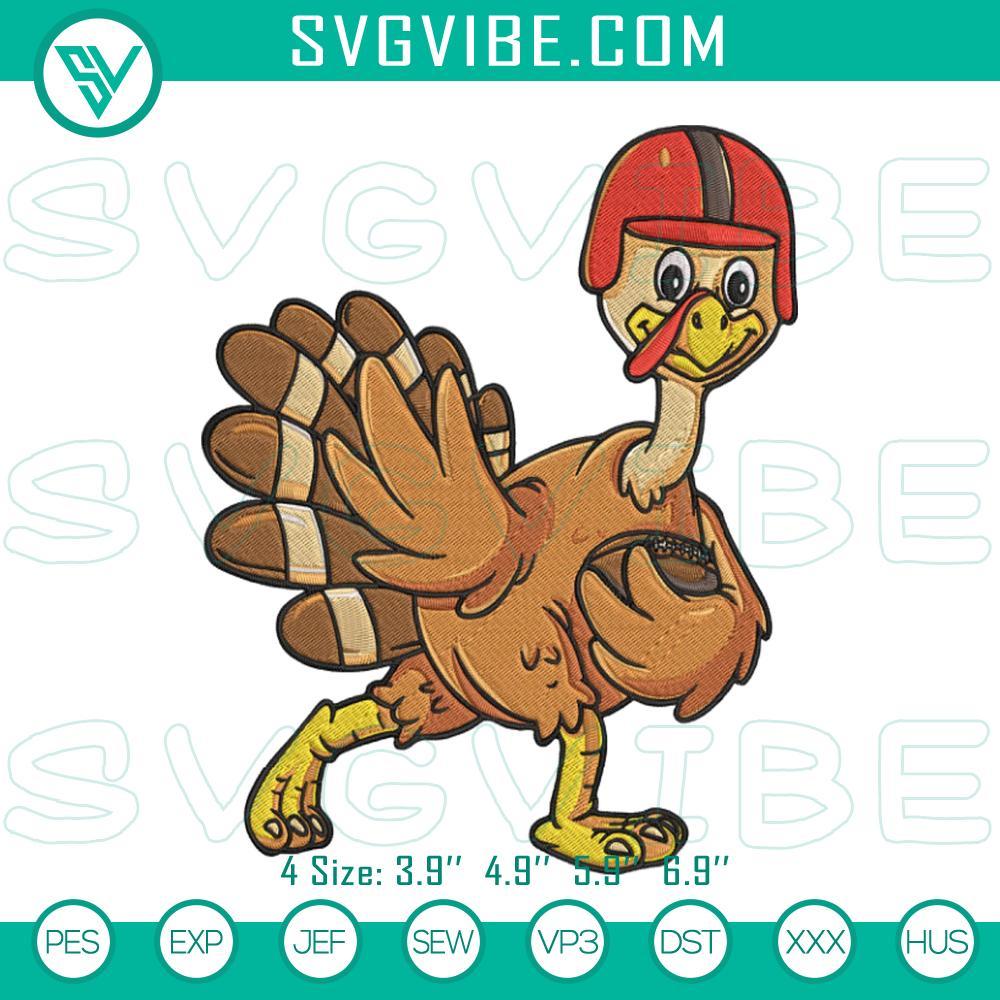 Football Turkey Thanksgiving Embroidery Design Files Football-themed turkey embroidery design for Thanksgiving, featuring fall holiday elements. Perfect for festive celebrations.