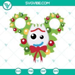Forky Toy Story themed Mickey Head Christmas SVG file with PNG, DXF, and EPS cut files for crafting and holiday projects.