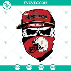 49ers skull SVG, football design for San Francisco fans in PNG, DXF, and EPS file formats for cutting machines.