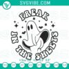"Freak In The Sheets Halloween embroidery with humorous and spooky design, perfect for Halloween themed decor and crafts"