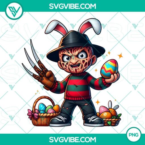 Freddy Krueger Easter Bunny horror killer design for download as PNG files, suitable for Easter Day.
