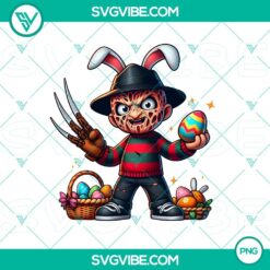 Freddy Krueger Easter Bunny themed PNG images, horror killer design for Easter celebrations, creepy but festive concept.