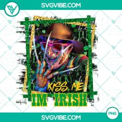 Freddy Krueger St Patricks Day character with "Kiss Me I'm Irish" text, PNG file for download.