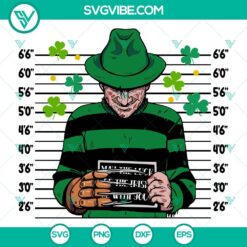 Freddy Krueger St. Patrick's Day horror movie themed SVG file with shamrock, PNG, EPS, and DXF formats for download.