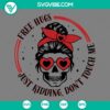 Messy Bun Valentine SVG design with "Free Hugs Just Kidding Don't Touch Me" text. Downloadable PNG, EPS, DXF file for crafting projects.