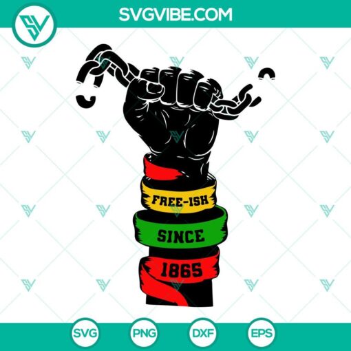 Raised fist SVG images for Juneteenth celebration in Free-ish Since 1865 design, Black History Month graphic.