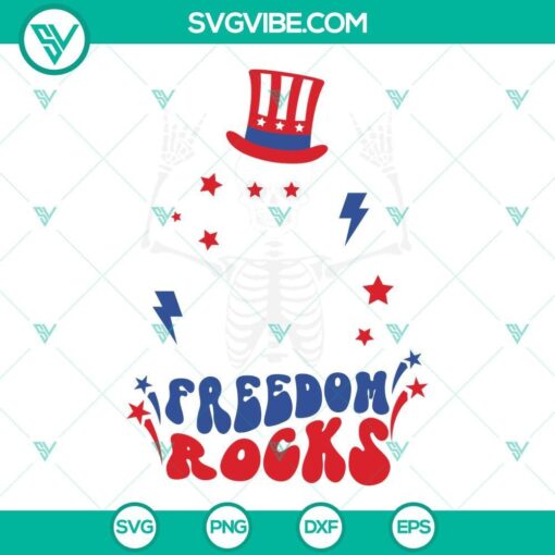 Freedom Rocks Skeleton 4th Of July SVG Download PNG DXF EPS Bundle 1