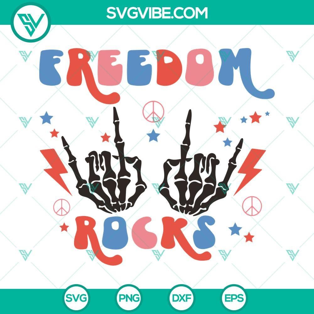 freedom-rocks-skeleton-hand-svg-retro-4th-of-july-svg-hippie-rocker-patriotic-svg-fourth-of-july-svg-png-dxf-eps-8-mockup.jpg Retro 4th of July SVG with skeleton hand and hippie design, Freedom Rocks SVG images for patriotic celebrations.