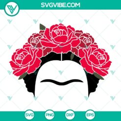 Frida Kahlo inspired floral design for Cricut, featuring SVG file formats. Mexican artist theme with PNG, DXF, EPS.