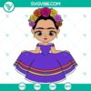 Frida Kahlo Princess SVG File in Cute Chibi Style, Mexican Frida SVG, PNG, DXF, EPS - Colorful and artistic design for digital projects.
