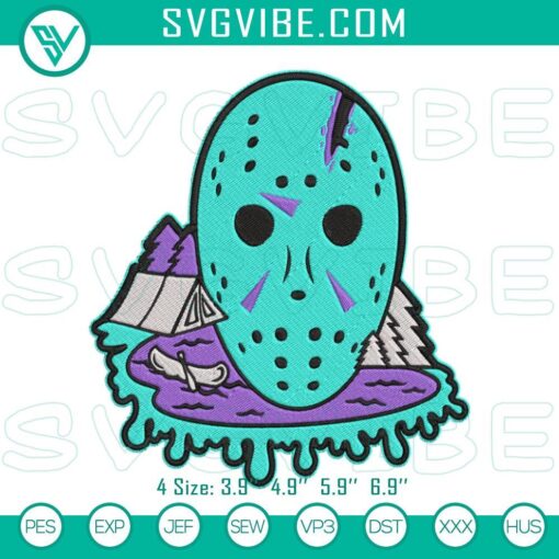 Friday the 13th Jason Voorhees horror machine embroidery designs for digital products.