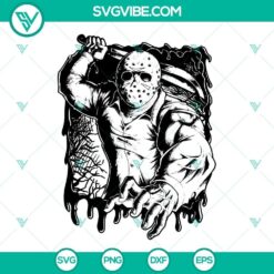 Friday the 13th SVG featuring Jason Voorhees and other horror movie killers. Perfect for Halloween and horror movie fans. Download now.