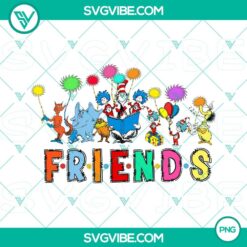 Friends Dr Seuss PNG celebrating I Love Reading Day and Read Across America. Download the PNG file for your project.