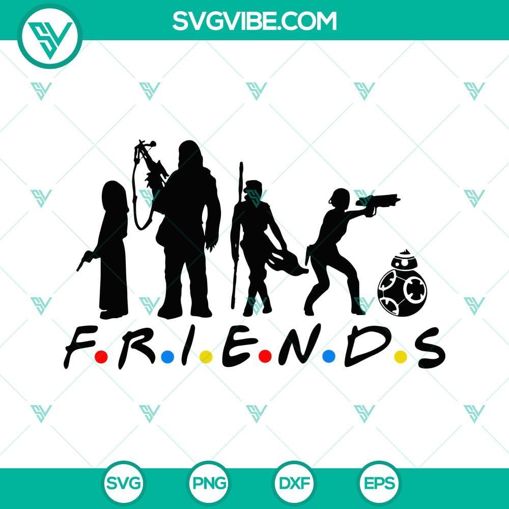 Friends Star Wars SVG PNG DXF EPS Cut Files For Cricut Silhouette Friends Star Wars themed SVG file for Cricut and Silhouette, featuring characters and designs from the iconic sci-fi franchise.