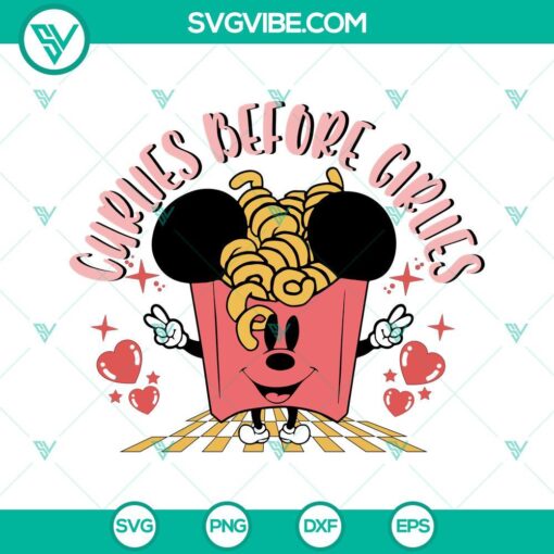 Fries Before Guys SVG Images, Curlies Before Girlies SVG File, Mickey Minnie 1