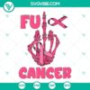 Breast cancer awareness skull and pink ribbon SVG file design with "FU Cancer" text. Perfect for digital projects.